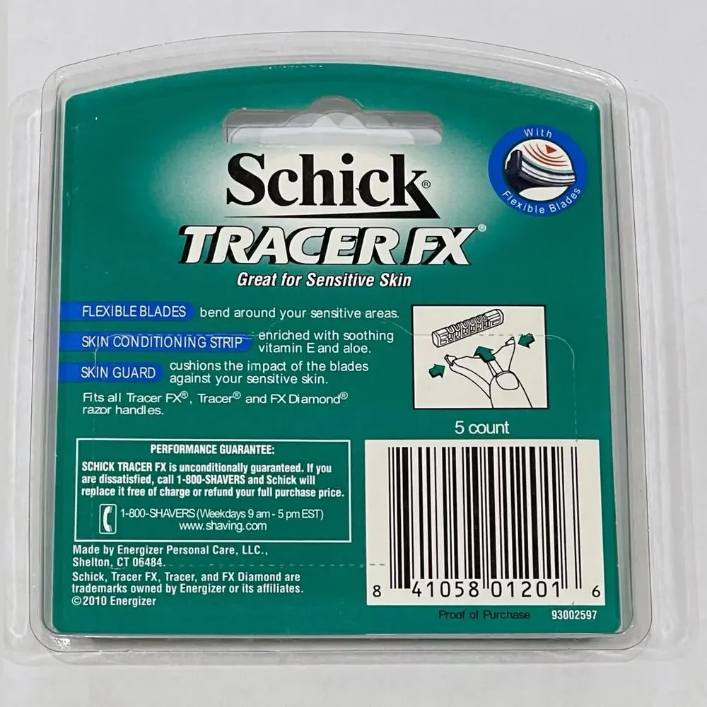 NEW Schick Tracer FX Razor Refill Blades - 1 Pack, 5 Cartridges, Case - DISC VTG